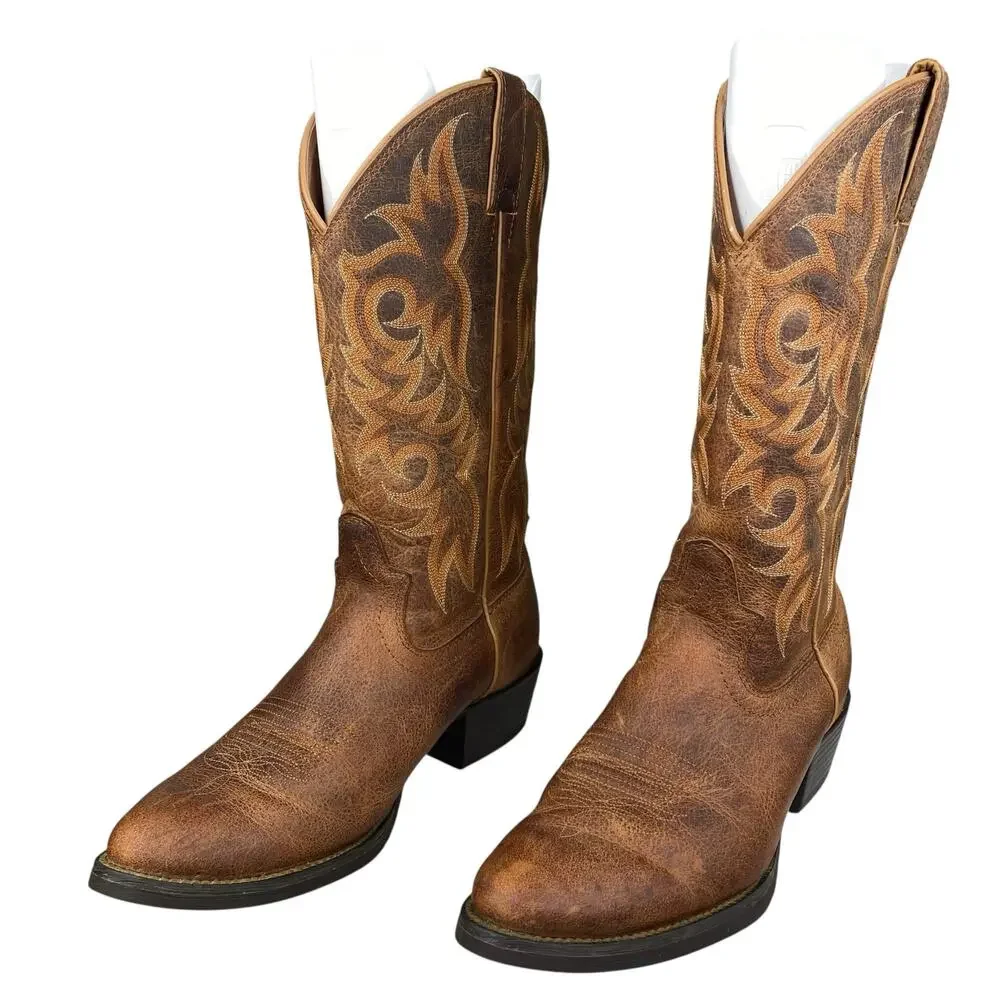 Justin Men’s Brown Leather Western Cowboy Boot Size US 8.5 D